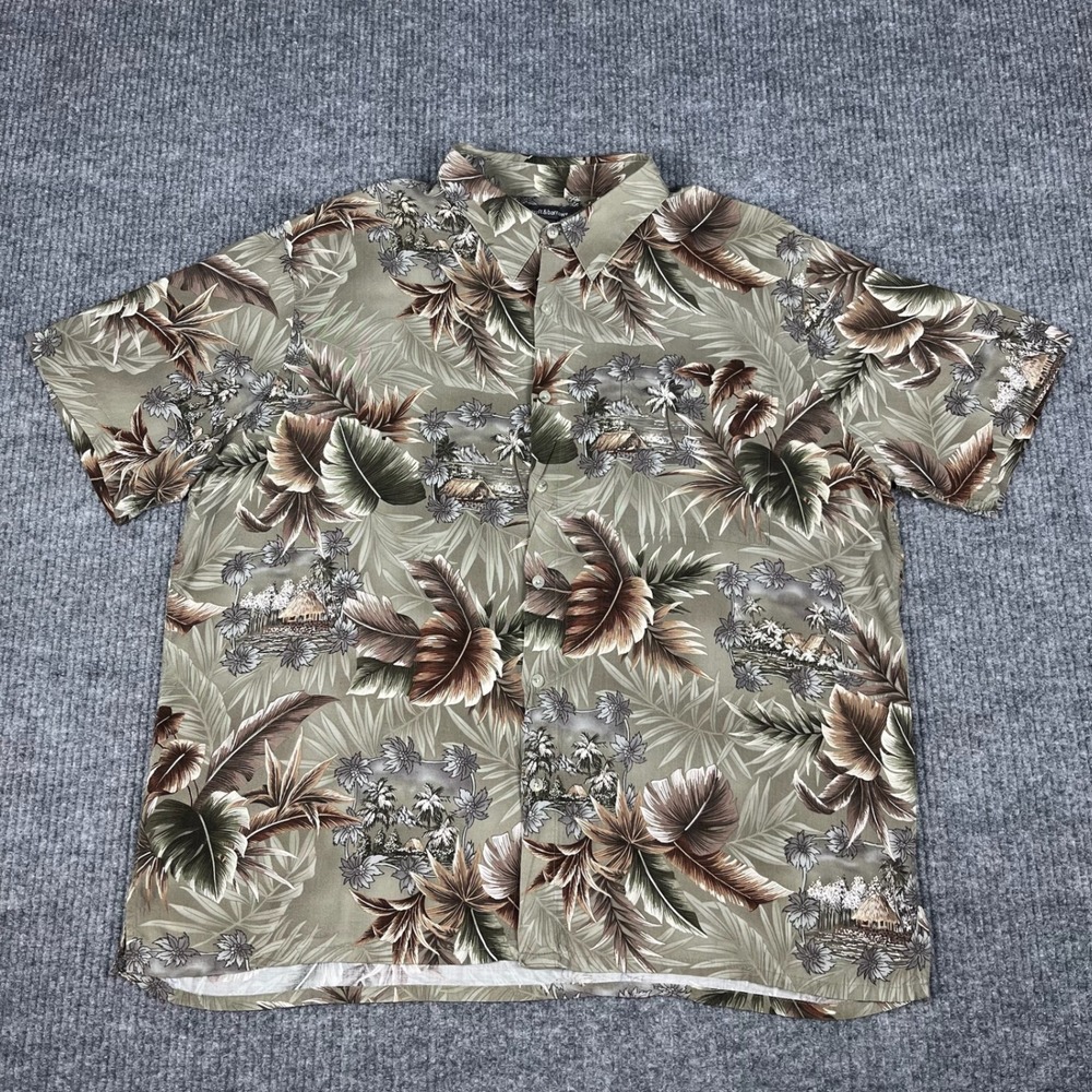 Croft & Barrow Button Up Shirt Mens XL Rayon Tropical Hawaiian Short Sleeve